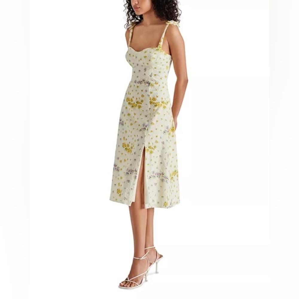 Steve Madden Floral Midi Dress in Yellow and White - Picture 4 of 7